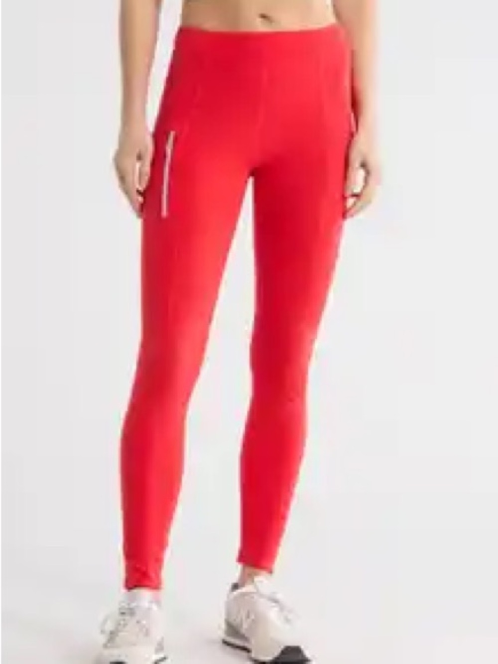 New free people High-Rise Red Active Leggings with front zippered pocket L